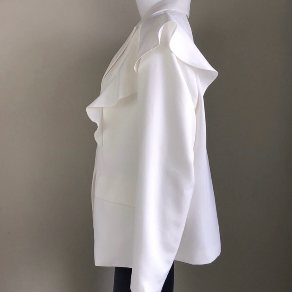 White Soft Ivory Eloquii Blazer Suit Jacket Fully Lined w Ruffle Detail Sz 20 - Picture 4 of 13